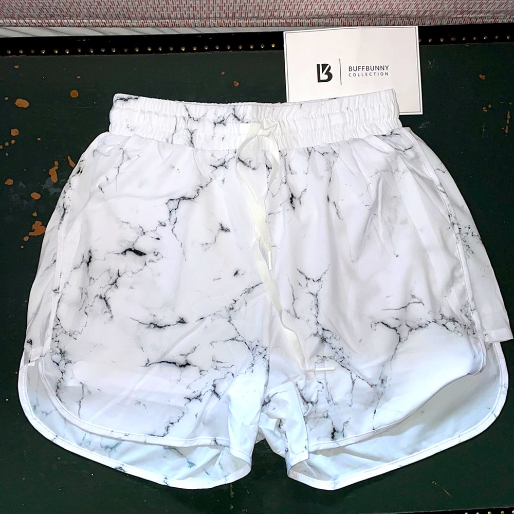 Buffbunny Collection white marble shorts